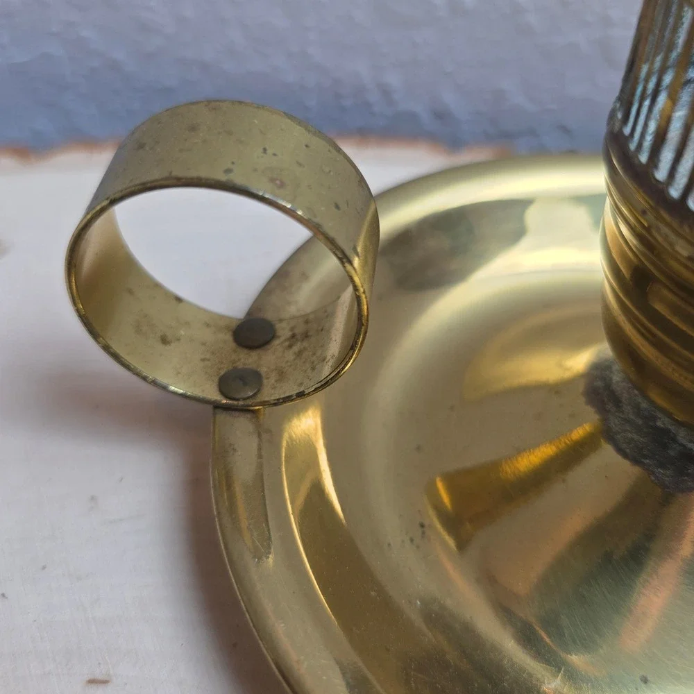Vintage 30s Chase Brass Chamberstick Candle Holder Pair‎ Colonial